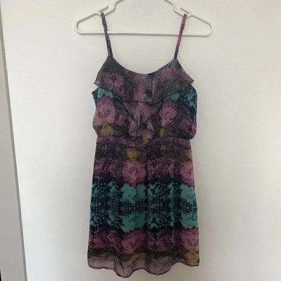 Purple Spaghetti Strap Printed Dress - S - Picture 9 of 10